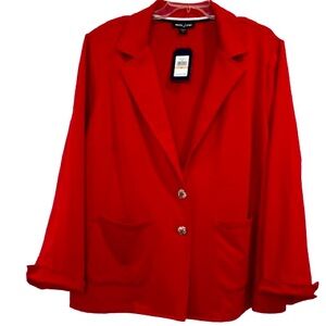 Nautica Blazer Knit Jacket Red Two Button Career Professional Plus Size 2X


回